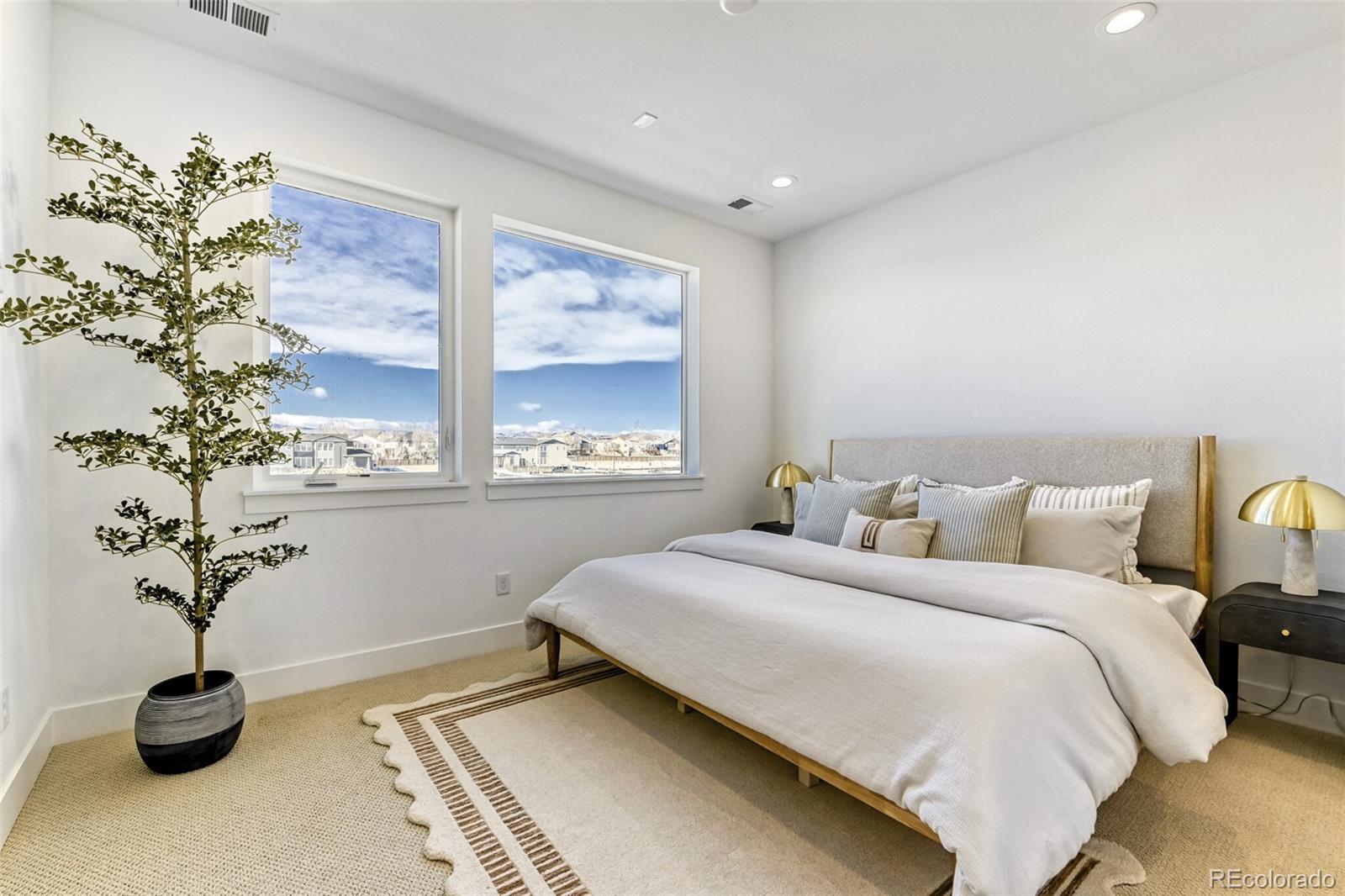 671 Skyhook Street Erie, CO 80516 - Photo 6 of 31 a bedroom with a large bed and a potted plant