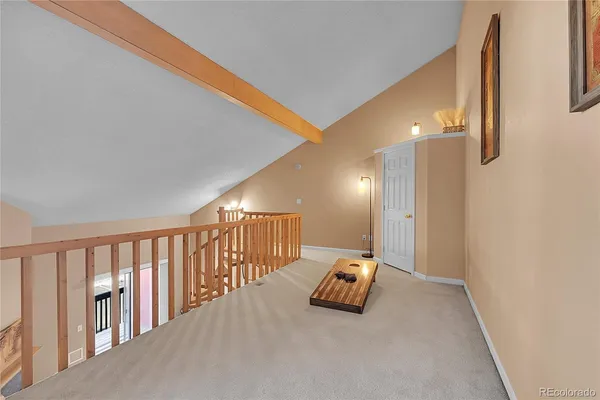 a view of a hallway with lamp