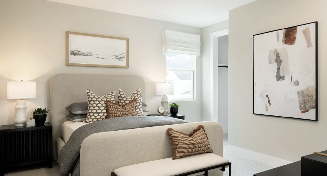 1405 Sweet Bark Street Austin, TX 78745 - Photo 8 of 11 a bedroom with a bed and wooden floor