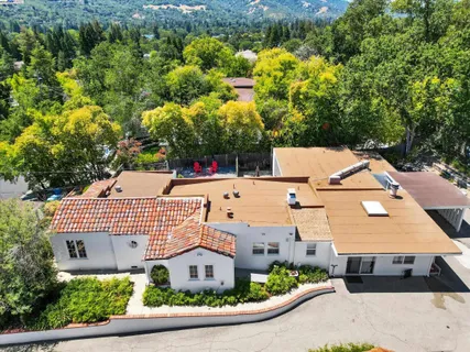 an aerial view of a house
