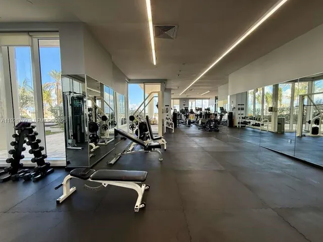 a view of a room with gym equipment