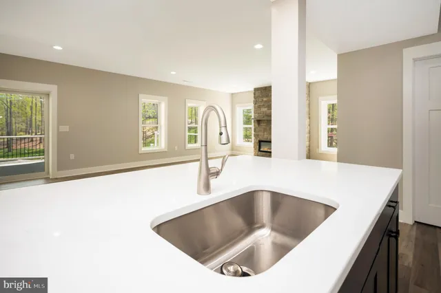 a view of a garden with a building in the background