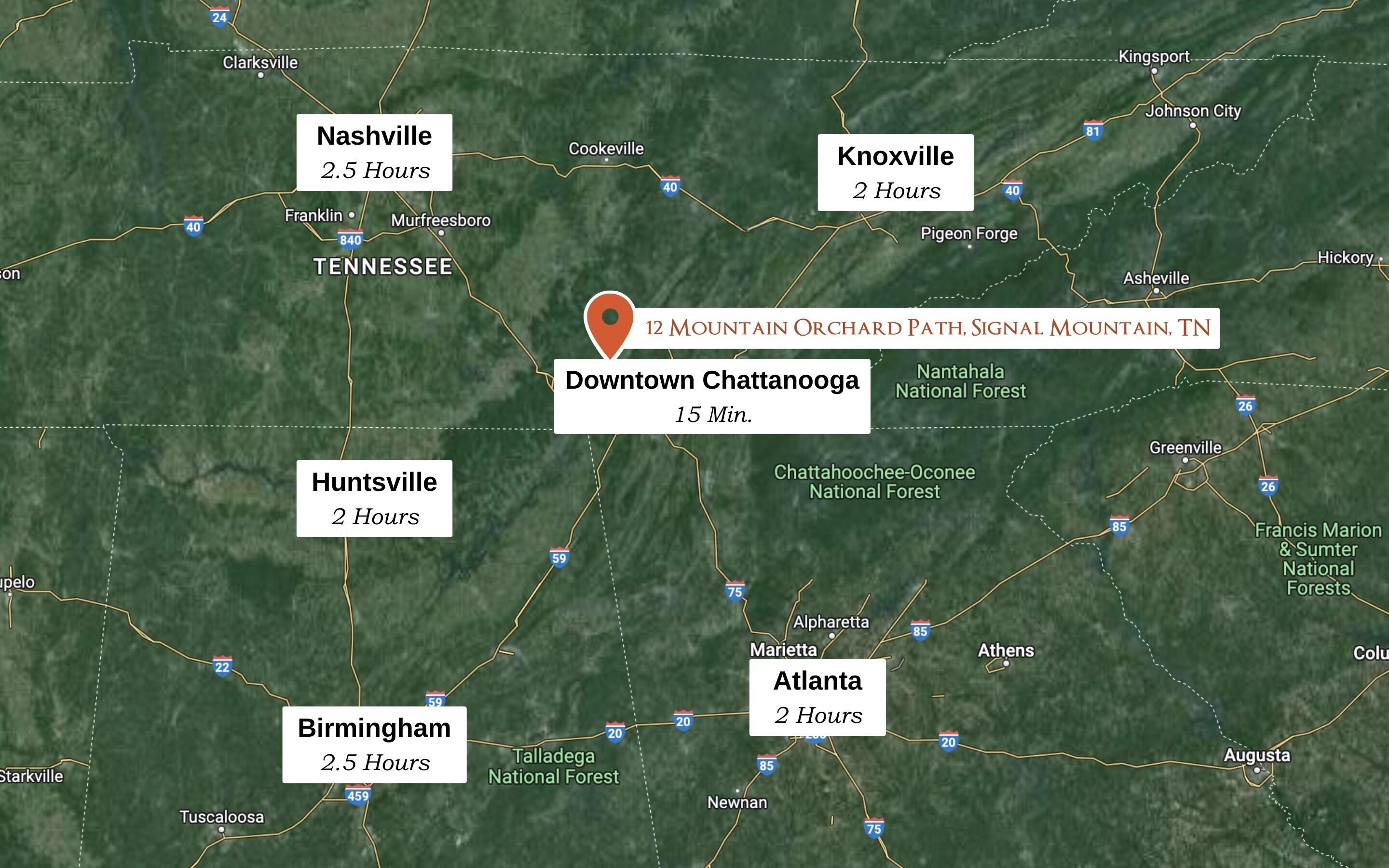 12 Mountain Orchard Path Signal Mountain, TN 37377 - Photo 70 of 70 Easy Drive to Dynamic Southern Cities