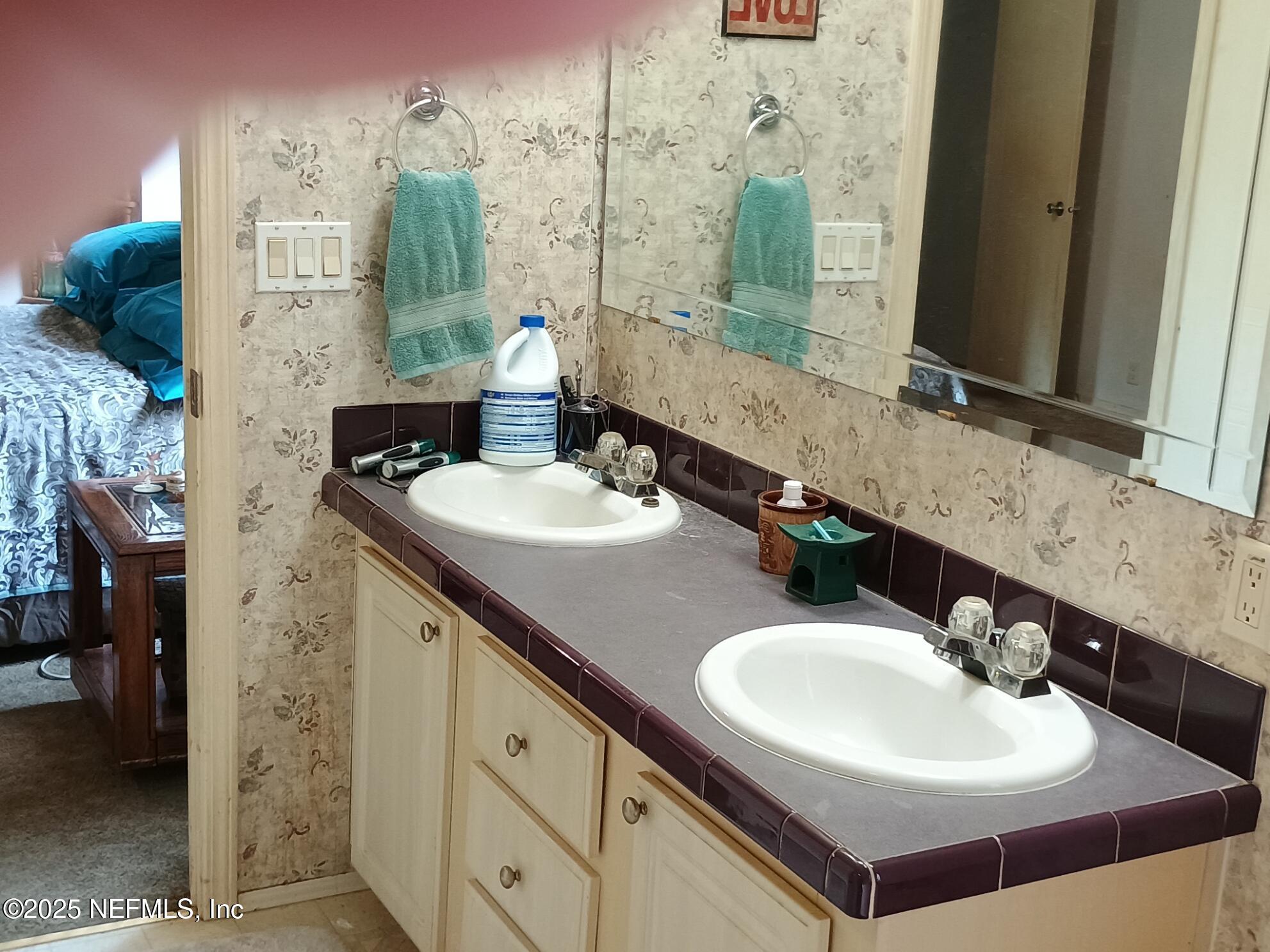 136 Boots Road Melrose, FL 32666 - Photo 26 of 40 a bathroom with a sink and a mirror