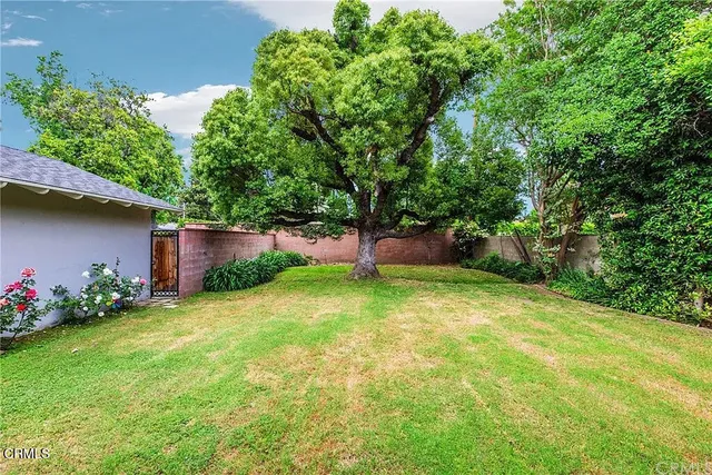 a backyard of a house with lots of green space