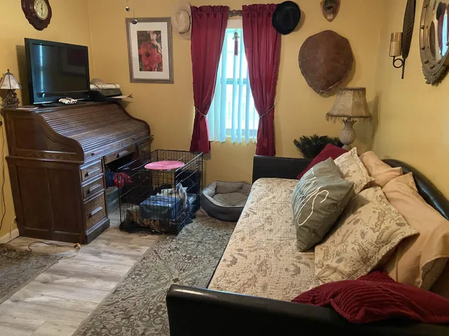 a living room with furniture