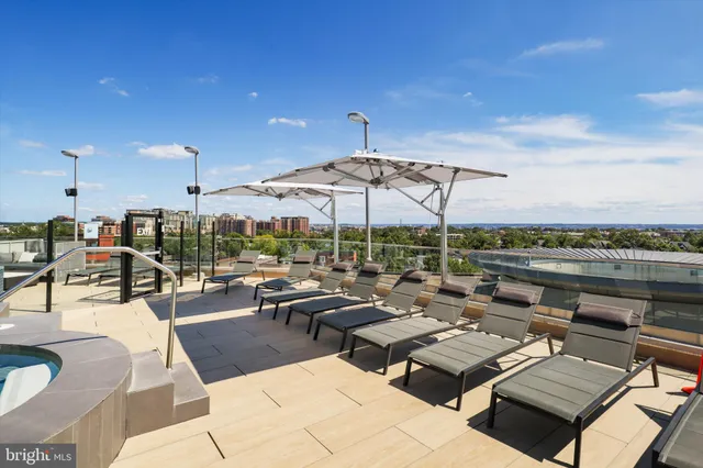 a view of a terrace with furniture
