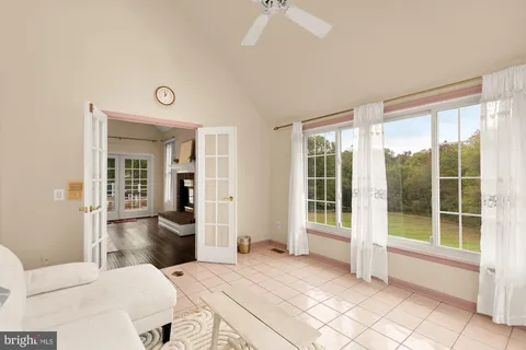 a view of a room with racks on the wall