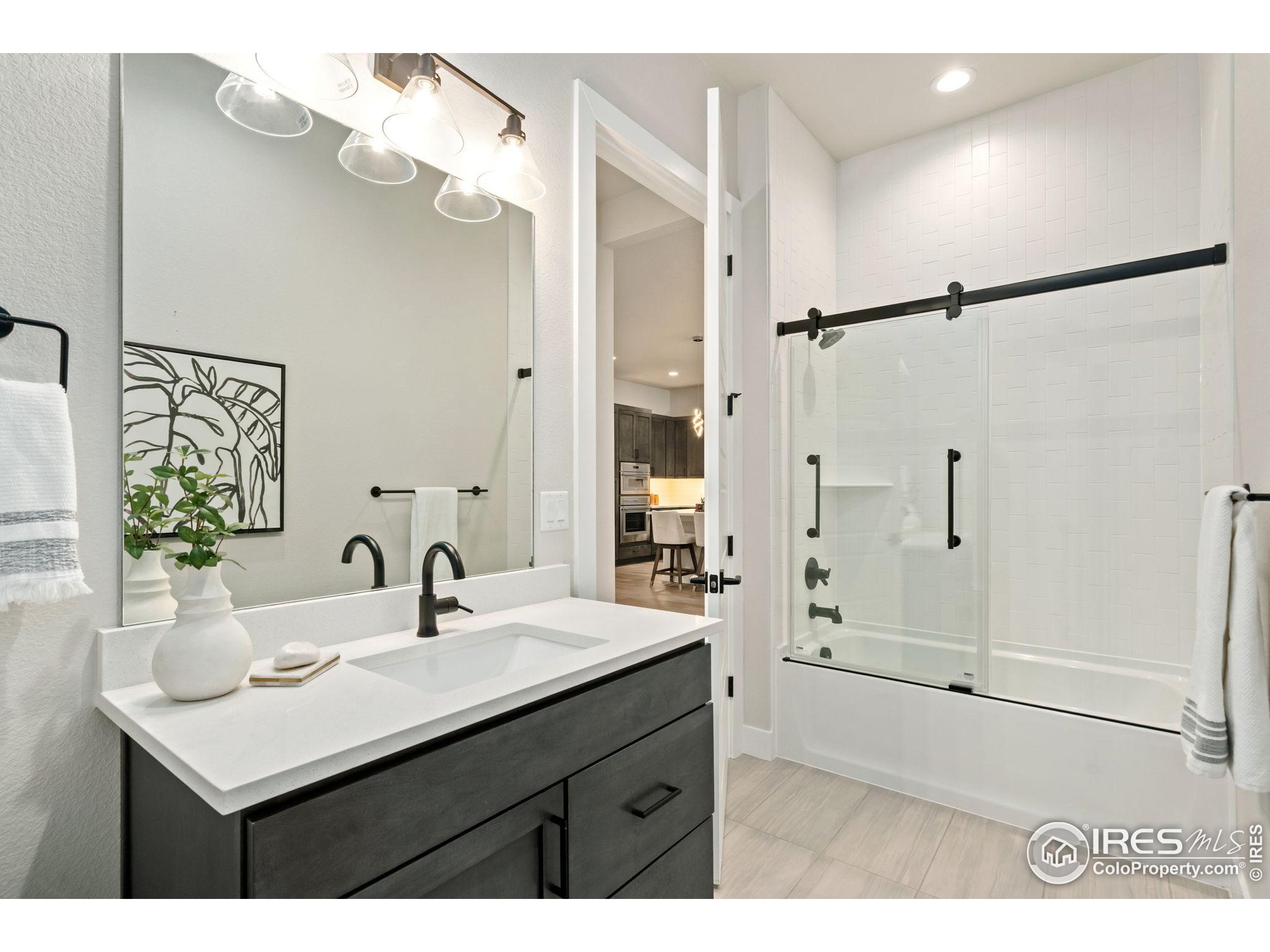 1729 Beachside Drive Windsor, CO 80550 - Photo 35 of 49 a bathroom with a sink mirror and a shower