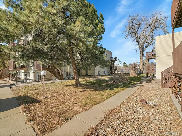 a view of a yard with some trees