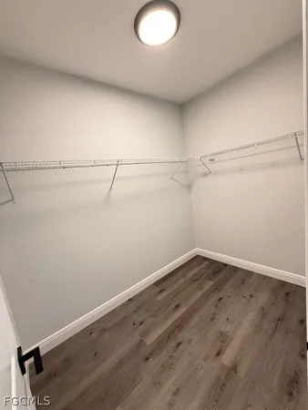 a view of a room with racks on the wall