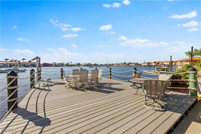 a view of a terrace with seating area