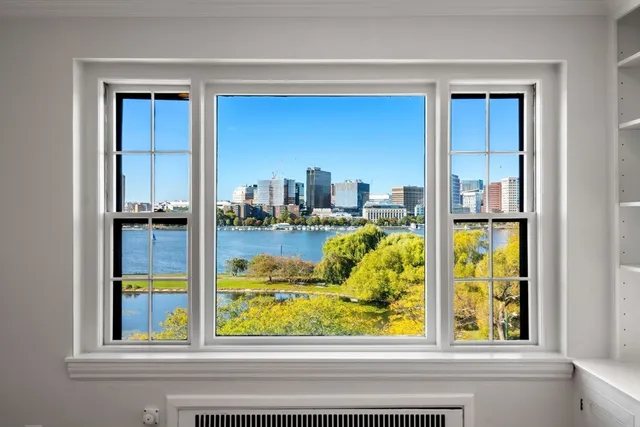 a view of a balcony from a window