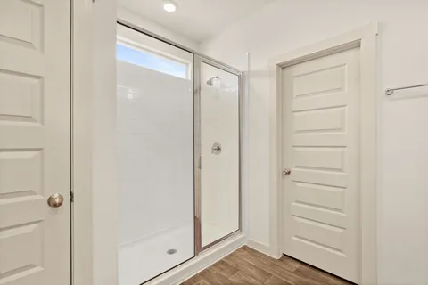 a view of an empty walk in closet