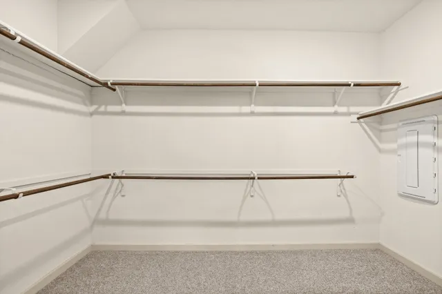 a view of an empty walk in closet