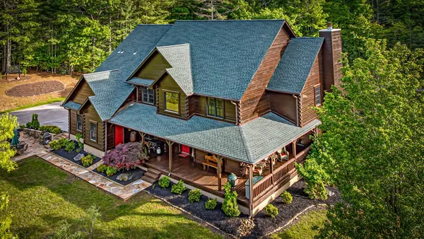 a view of a big yard with plants and large trees