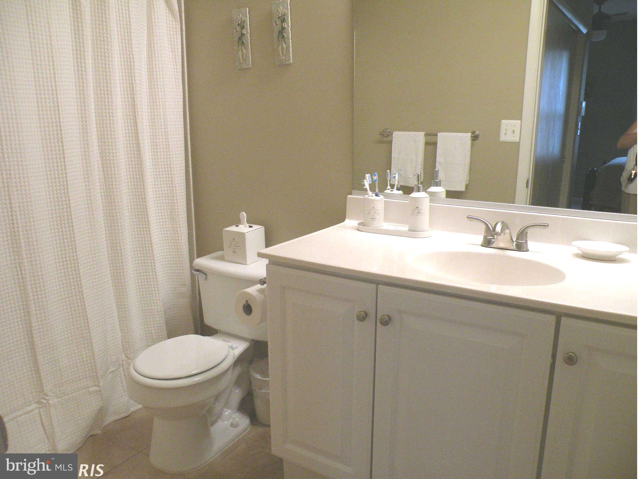 12705 Found Stone Road, Unit 301 Germantown, MD 20876 - Photo 17 of 21 a bathroom with a sink a toilet and shower curtain