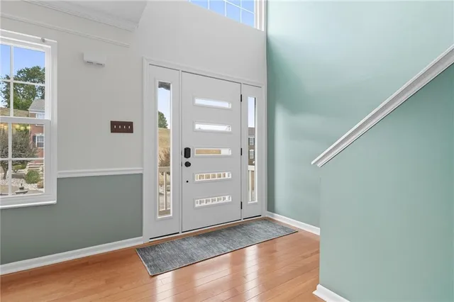 an empty room with windows