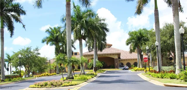 a view of three palm trees