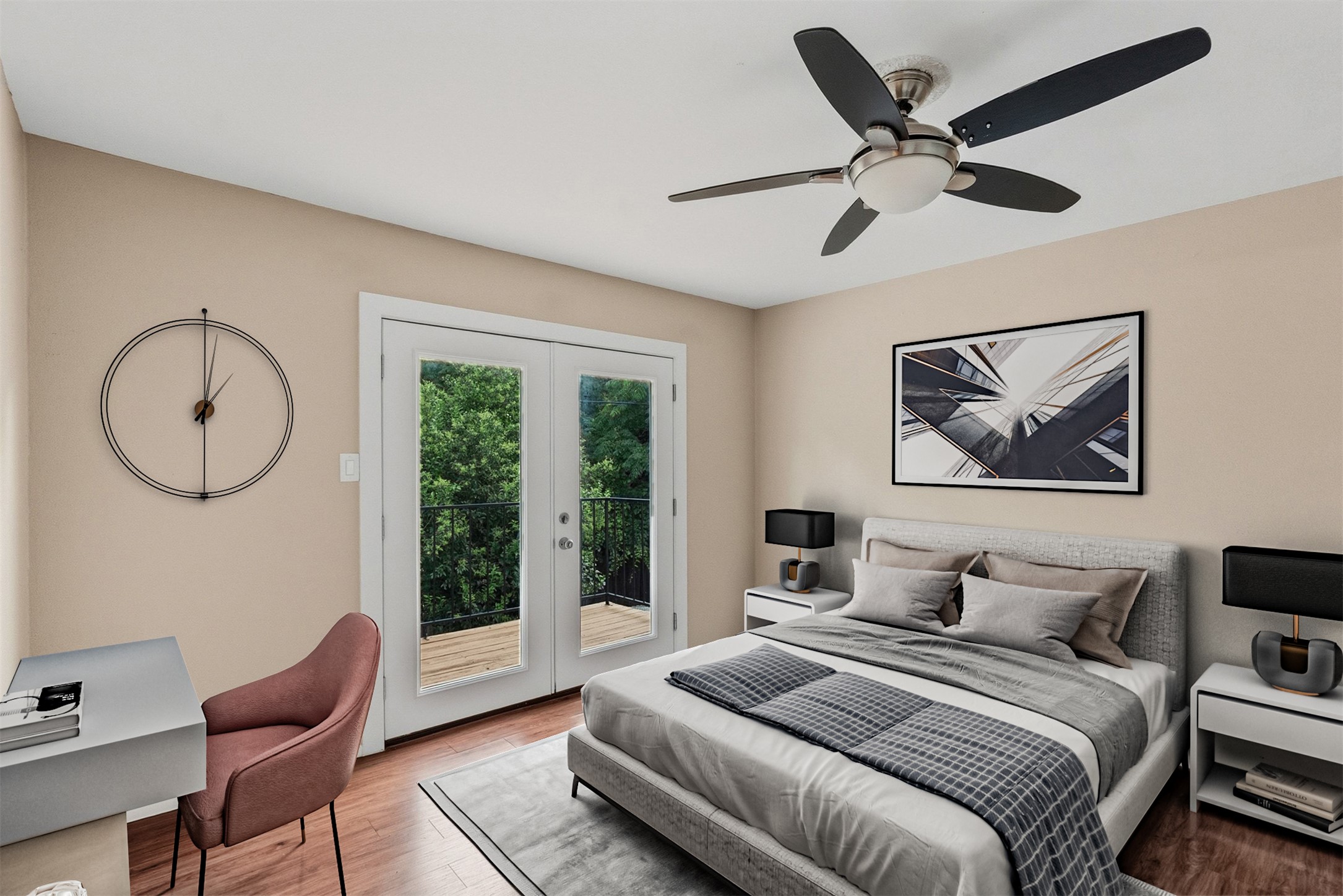 702 Castle Ridge Road, Unit C Austin, TX 78746 - Photo 9 of 36 . Upstairs, two spacious bedrooms provide comfortable accommodations. One bedroom includes a walk-in closet, while the second features access to a private balcony.