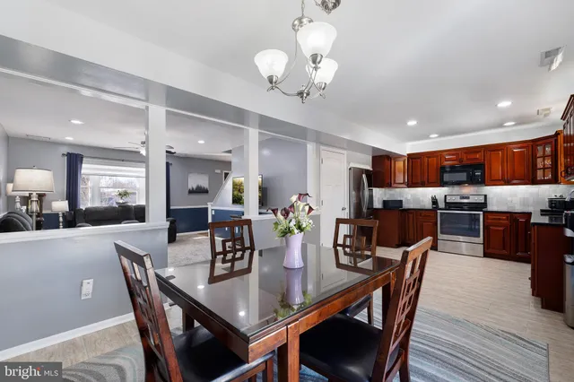 a view of a dining room and livingroom view