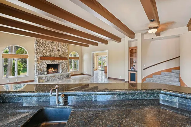 a view of a livingroom with a fireplace