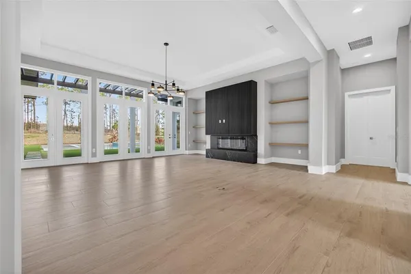 a view of a livingroom with a chandelier
