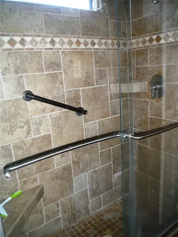 a bathroom with a shower