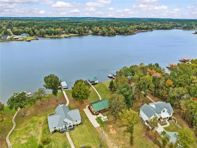 a view of a lake with a mountain in the background