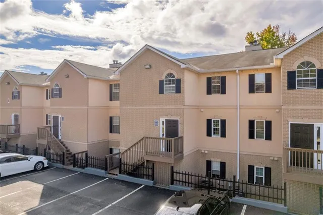 a view of a house with many windows