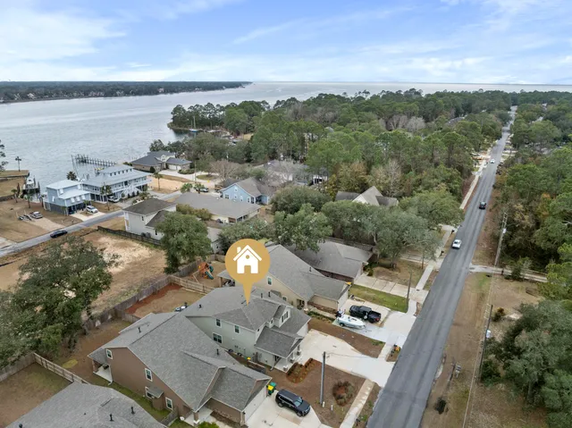 an aerial view of multiple house