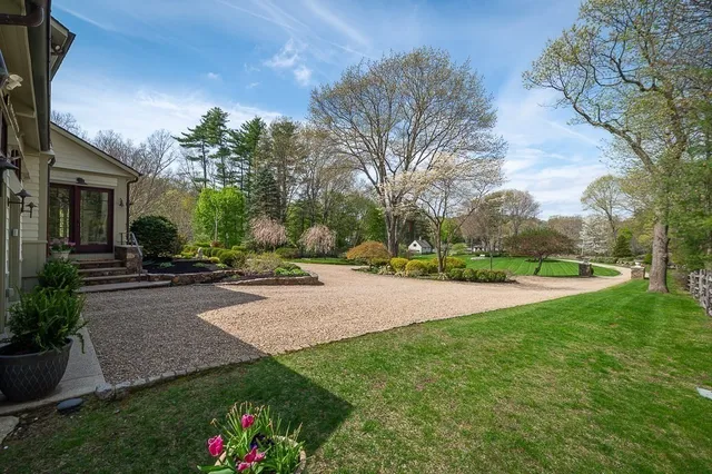 a view of backyard with green space