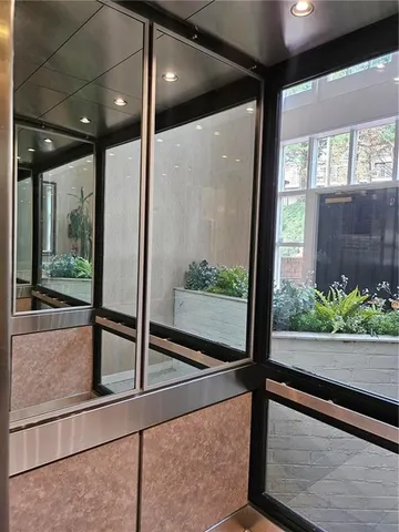 a view of a glass door