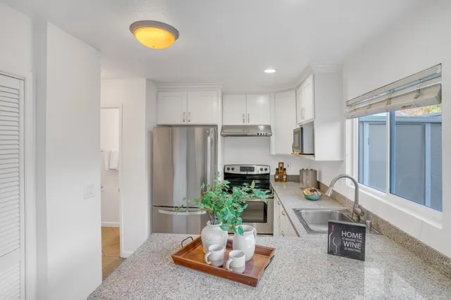 a living room with furniture potted plant and a window