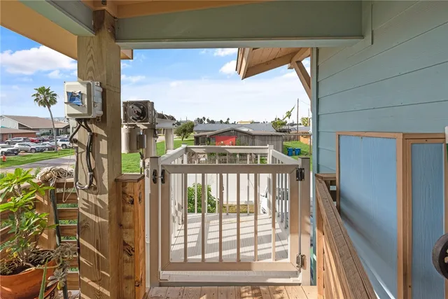 a view of a balcony with lake view