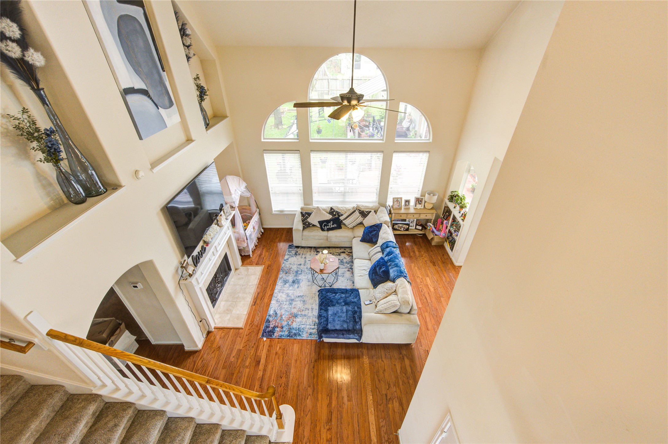 24811 Corbin Gate Drive Spring, TX 77389 - Photo 9 of 32 a view of living room with furniture and a fireplace