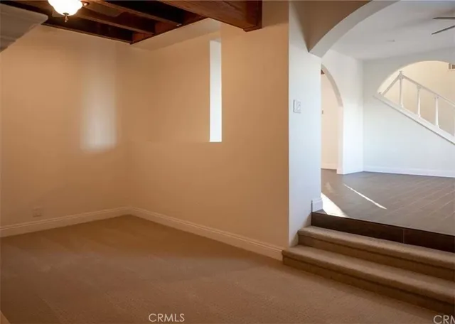 a room with a fireplace