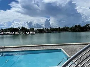 a view of a lake with houses in the back