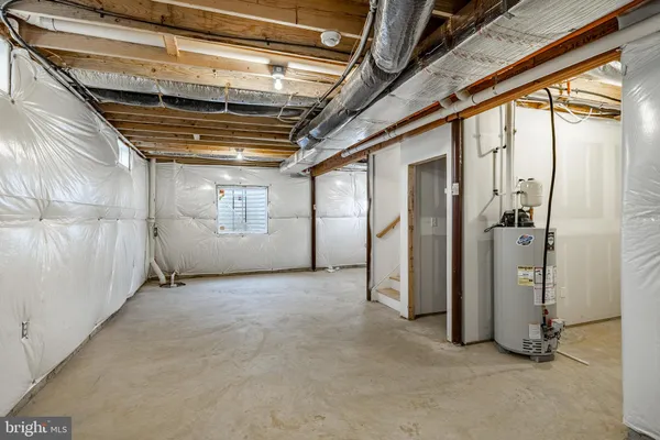 a view of a room with racks on the wall