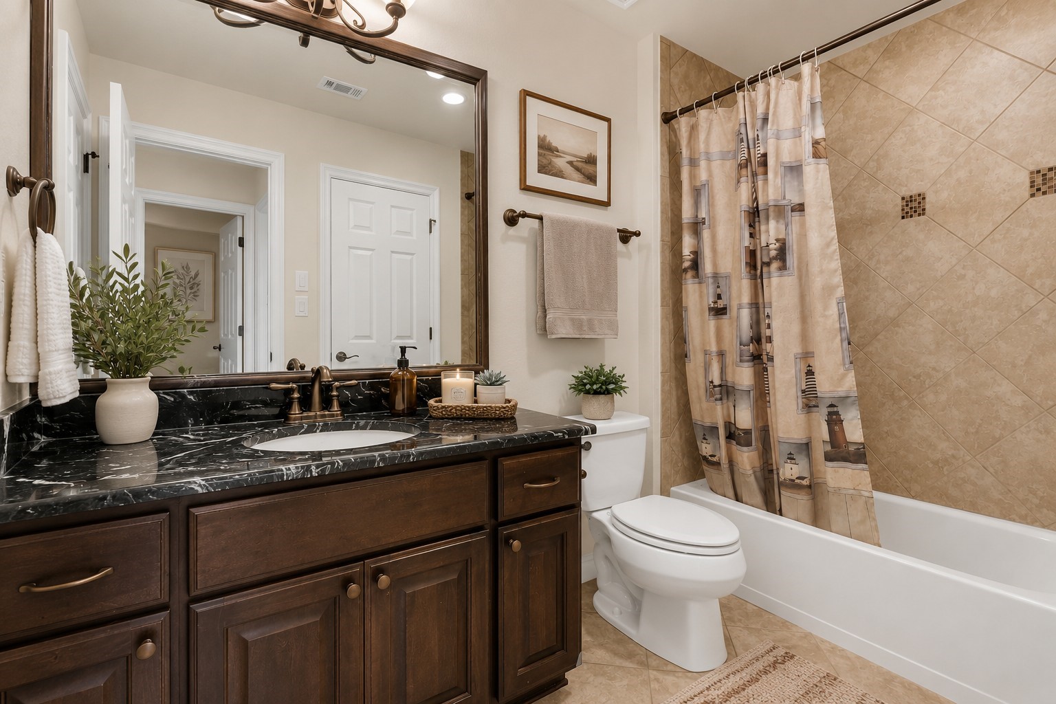 4022 Sabine Valley Trail Spring, TX 77386 - Photo 28 of 46 A beautiful/full upstairs bathroom with marble countertop.