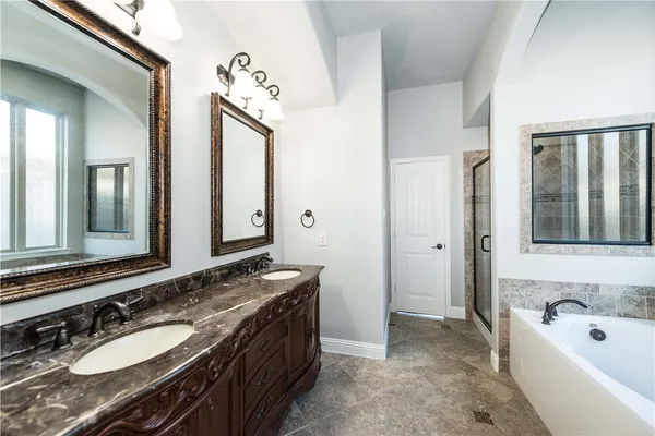 a bathroom with a bathtub