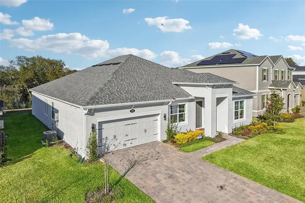 an aerial view of a house