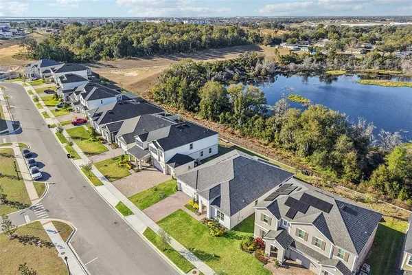 a view of street with flower on side of it