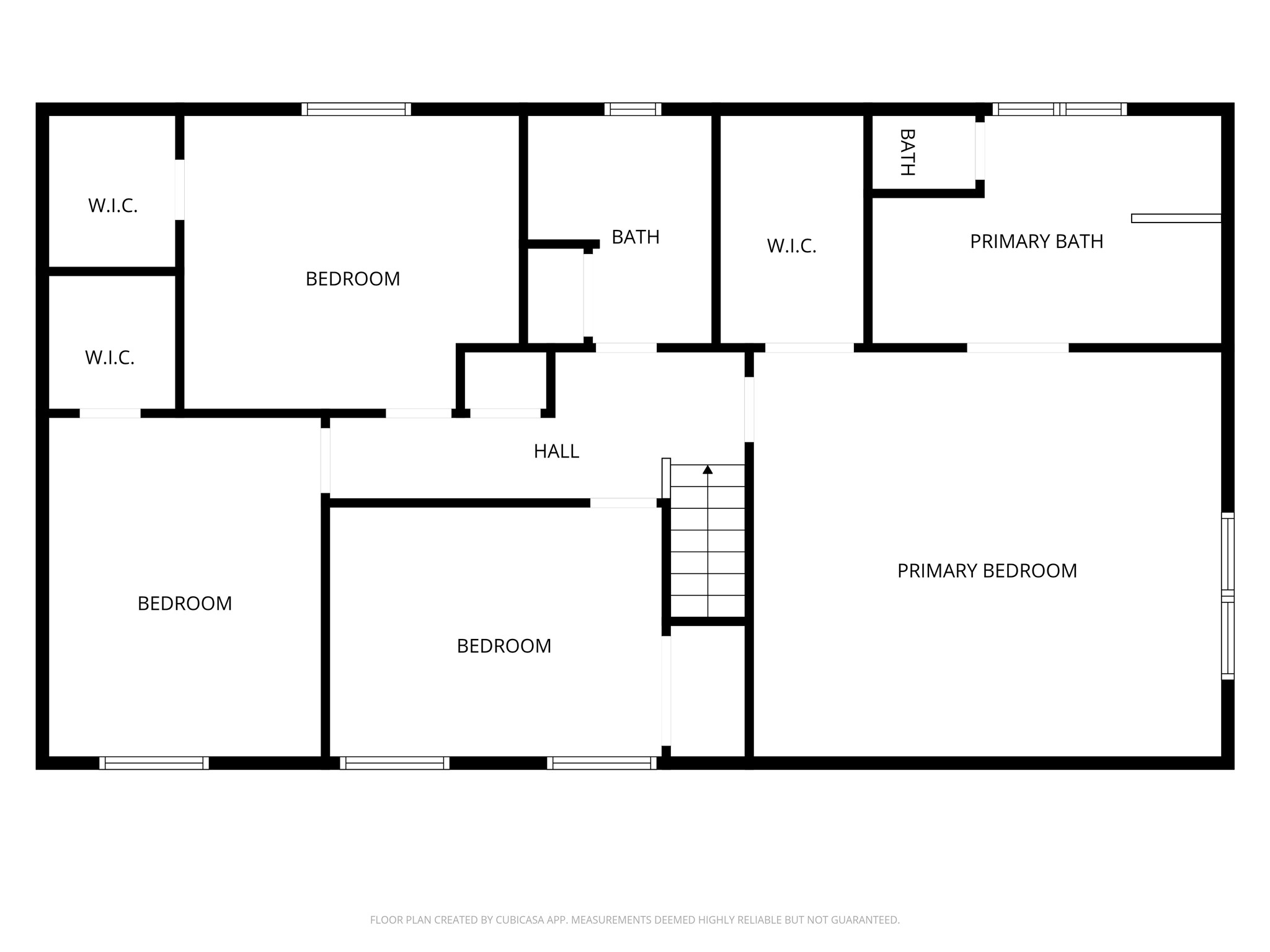 9415 Towerstone Drive Spring, TX 77379 - Photo 40 of 41 This floor plan features three bedrooms and two bathrooms, including a spacious primary bedroom with an en-suite bath and walk-in closet. There are additional walk-in closets and a hall connecting all rooms.