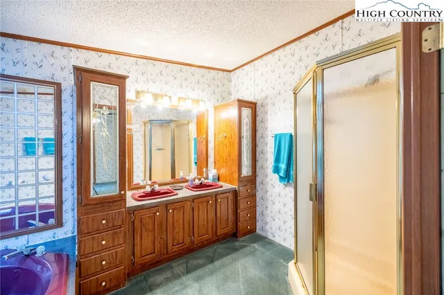 a view of an empty room with a fireplace