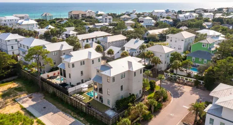 an aerial view of multiple house