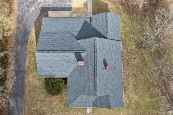 an aerial view of a house