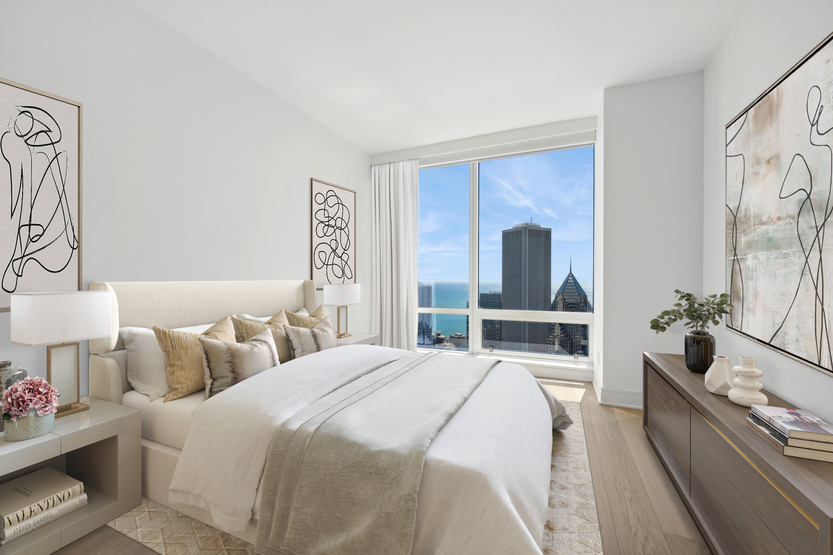 401 North Wabash Avenue, Unit 69E Chicago, IL 60611 - Photo 17 of 62 a bedroom with a bed and a couch