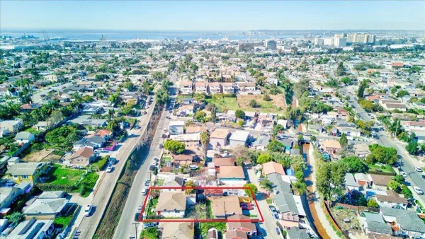 an aerial view of multiple house
