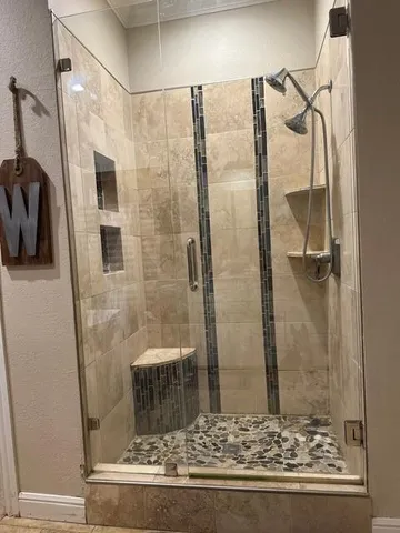 a bathroom with a shower